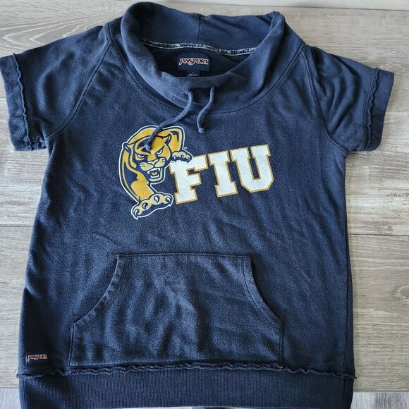 Jansport Vintage Sweatshirt Large Cowl Neck Blue FIU Panthers Florida University - Picture 7 of 11
